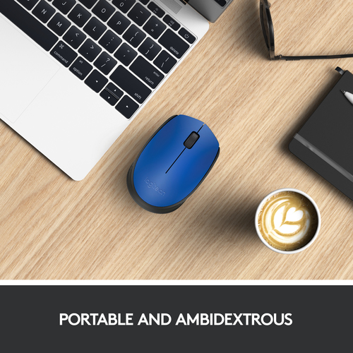 Logitech M171 Mouse - Radio Frequency - USB 2.0 - Optical - Blue - Wireless - 1000 dpi - Scroll Wheel