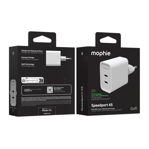 MOPHIE ADAPTER GAN USB-C DUAL 4 ROC WHITE EU