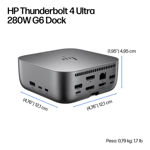 HP Dock Thunderbolt 4 Ultra 280 W G6. Tecnologia di connessione: Cablato, Interfaccia host: Thunderbolt 4, Fornitura di al