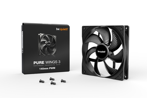 be quiet! Pure Wings 3 Cooling Fan - Gaming Console, PC, Cooling System - 140 mm Maximum Fan Diameter - 97.52m³/h Maximum 