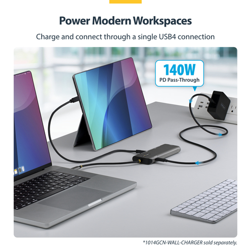 StarTech.com 7-in-1 USB4 Multiport Adapter, treiberlose Dual 4K für MacOS und Windows, 140W Power Delivery, 3-Port 10Gbps 