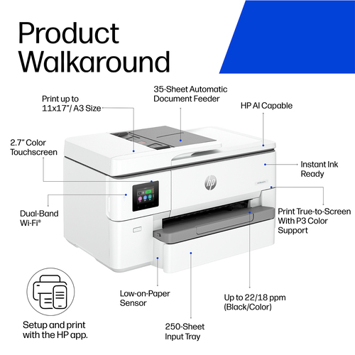 HP OfficeJet Pro 9720 Color Printer. Print technology: Thermal inkjet, Printing: Colour printing, Maximum resolution: 4800