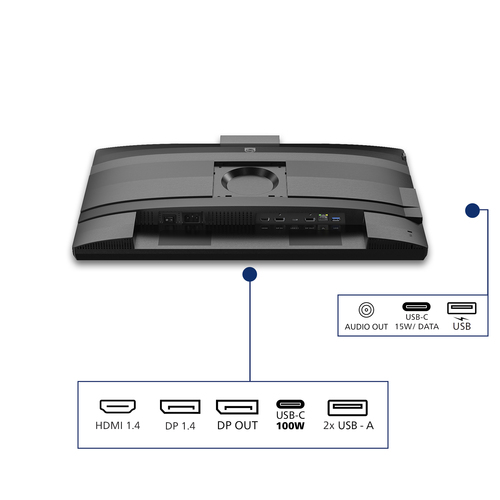 Monitor LED Philips 24B2U4301H 609,6 mm (24,0") Classe Webcam Full HD - 16:9 - Carbone - 60,5 cm (23,8") Viewable - Tecnol