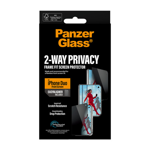 PanzerGlass Glass Privacy Screen Protector for Apple iPhone Duo - For OLED iPhone Duo - Dust Resistant, Smudge Resistant