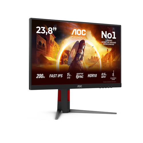 AOC 24G4HA 24" Aula Full HD Monitor LED para jogos - 16:9 - Preto, Vermelho - 60,5 cm (23,8") Viewable - Fast IPS - WLED L