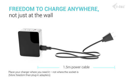 i-tec 100 W AC Adapter - Universal Adapter - 3 USB - 2 USB Type-C - For Notebook, Tablet PC, Smartphone, Earbud, Smart Wat