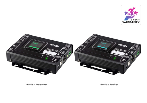 ATEN Video Extender Transceiver - Wired - 1 Input Device - 1 Output Device - 100 m Range - 2 x Network (RJ-45) - 3 x USB -