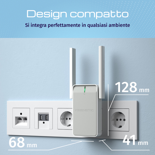 KEENETIC Buddy 4 (KN-3211) N300 Wi-Fi Extender, Mesh, 1 porta 100 Mbit/s, Menù multi lingua