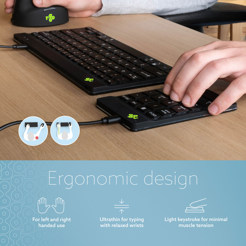 R-Go Tools Tastatur R-Go Numpad Break, ergonomischer Ziffernblock mit Pausensoftware, kabelgebunden, schwarz. Geräteschnit