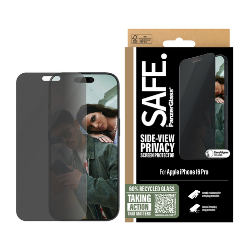 Safe Glass Privacy Screen Protector for Apple iPhone 16 Pro - For Widescreen OLED iPhone 16 Pro - Drop Resistant, Crush Re