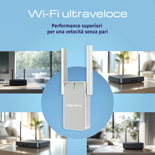KEENETIC Buddy 5 (KN-3311) AC1200 Wi-Fi Extender, Mesh, 1 porta 100 Mbit/s, Menù multi lingua