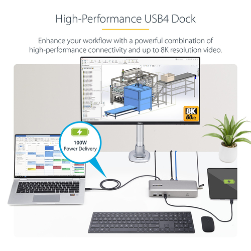 StarTech.com USB4 Docking Station for Tablet, Monitor, Smartphone, Notebook - Charging Capability - 165 W - Space Gray - D