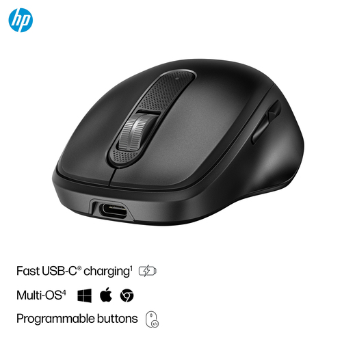 HP 515 Maus - Funkfrequenz - USB - Kabellos - 2,40 GHz - wiederaufladbar - 4000 dpi Auflösung - Scroll-Rad - Symmetrisch