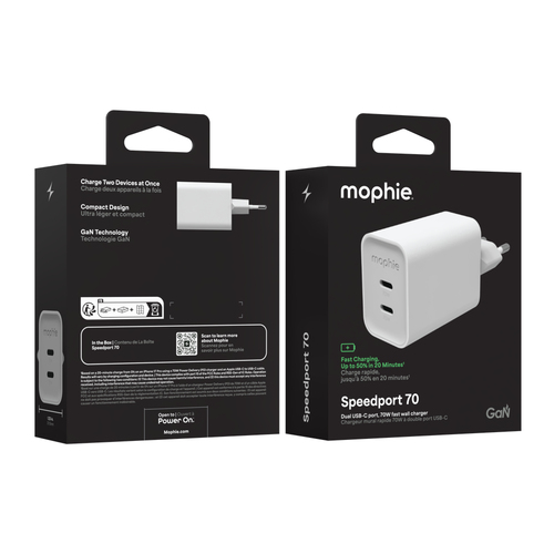 MOPHIE ADAPTER GAN USB-C DUAL 7 ROC WHITE EU