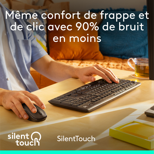 Logitech MK295 Silent. Facteur de forme du clavier: Taille réelle (100 %). Style de clavier: Droit. Technologie de connect