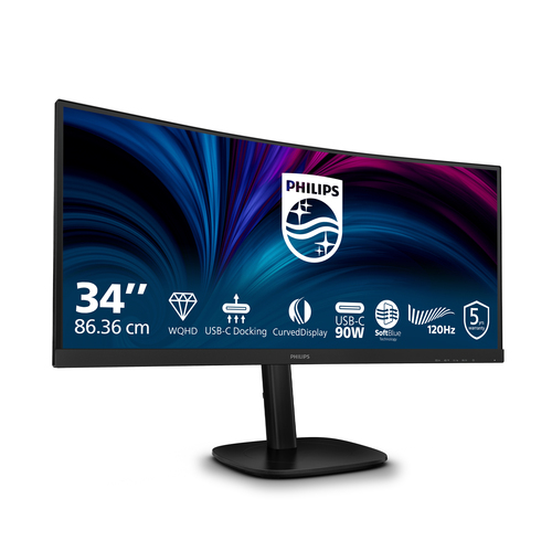 Philips 34B2U3600C 34" Class WQHD LCD Monitor - 21:9 - 86.4 cm (34") Viewable - Vertical Alignment (VA) - 3440 x 1440 - 30
