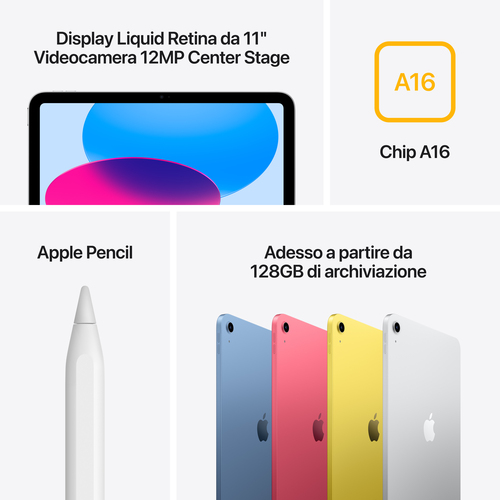 Tablet Apple iPad (11th Generation) - 27,9 cm (11") - 4 GB - 128 GB Memoria - 5G - Blu - Penta-core (5 core) - 500 cd/m² -