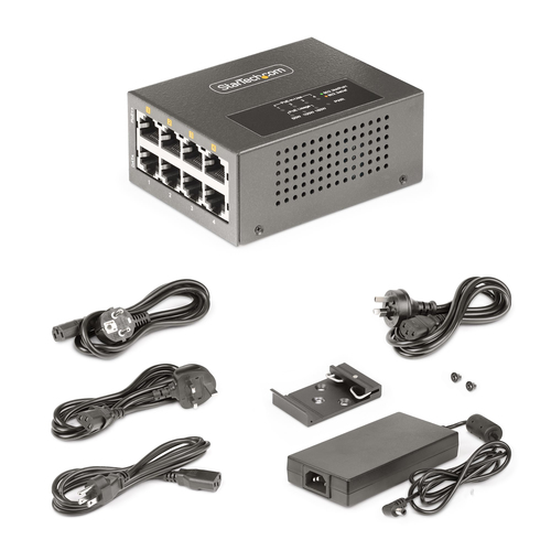 StarTech.com 4-Port Multi-Gigabit PoE++ Injector, 5/2.5/1G Ethernet (NBASE-T), PoE/PoE+/PoE++ (802.3af/802.3at/802.3bt), 1