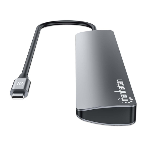 Manhattan USB-C Dock/Hub, Ports (x7): USB-A (x3) and USB-C (x4), With Power Delivery (100W) to USB-C Port (Note additional