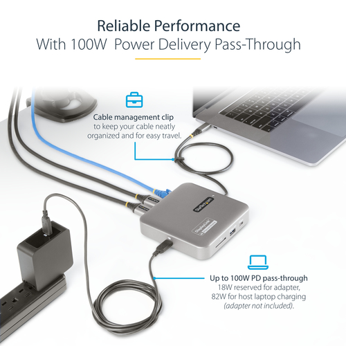 StarTech.com USB C Multiport Adapter, Dual 4K 60Hz HDMI 2.0b, 2x 10Gbps USB Hub, 100W PD Pass-Through, GbE, SD, Mini Dock,