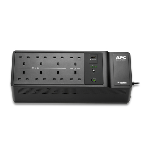 APC by Schneider Electric Back-UPS Standby UPS - 500 VA/300 W - Floor/Wall Mountable - 2.65 Minute Stand-by - 230 V AC Inp