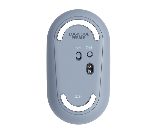 Souris Logitech Pebble M350 - Bluetooth - USB - Optique - 3 Bouton(s) - Bleu Gris - Sans fil - 2,40 GHz - 1000 dpi - Roule