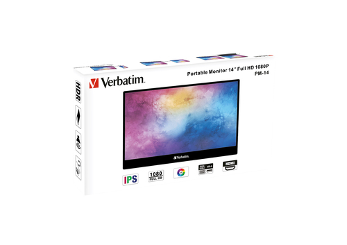 Monitor LCD Verbatim PM-14 355,6 mm (14") Classe Full HD - 16:9 - Nero - 35,6 cm (14") Viewable - Tecnologia In-plane Swit