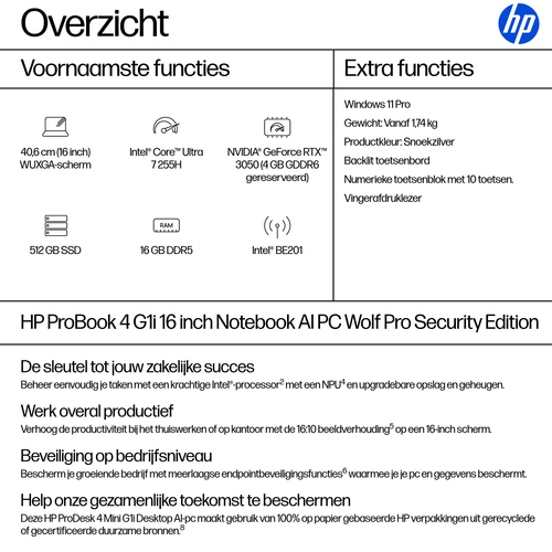 HP ProBook 4 E P4G1i16 U5 225U 16 24GB/512 PC. Product type: Laptop, Form factor: Clamshell. Processor family: Intel Core 