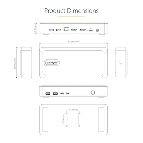 StarTech.com USB4 Docking Station for Tablet, Monitor, Smartphone, Notebook - Charging Capability - 165 W - Space Gray - D
