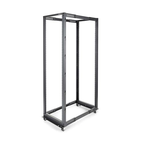 StarTech.com 42U Adjustable Depth Open Frame 4 Post Server Rack Cabinet - Flat Pack w/ Casters, Levelers and Cable Managem
