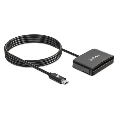 Manhattan Contact Portable Smart Card Reader - Black - Banking, Healthcare, Government, Time and Attendance, Desktop, Note