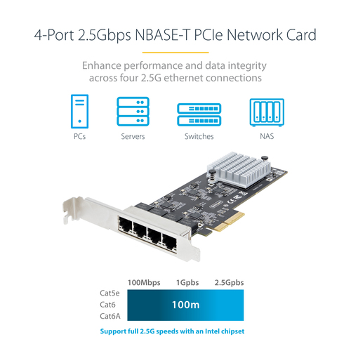 StarTech.com 2.5Gigabit Ethernet Adapter for Server - 2.5GBase-T - Plug-in Card - PCI Express 2.0 x4 - Low Profile Bracket
