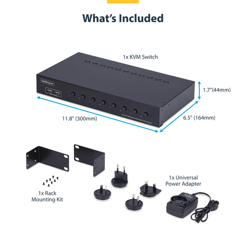 StarTech.com R8AD122-KVM-SWITCH. Tastatur Porttyp: USB, Maus-Porttyp: USB, Video Porttyp: DisplayPort. HD-Typ: 4K Ultra HD