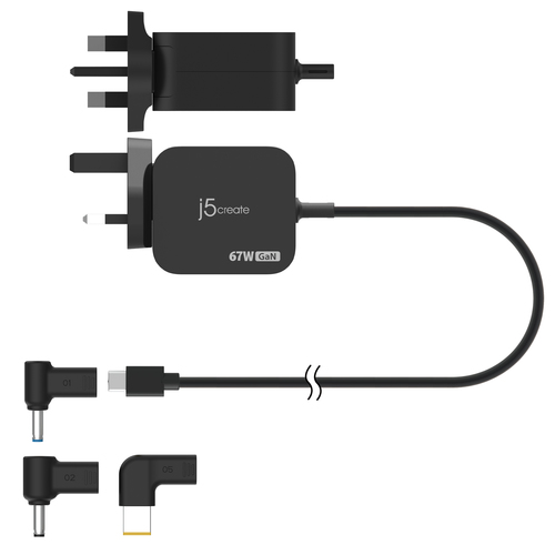 j5create JUP1565DCF3A-FN 67 W Adaptador de CA - 1 Pack - Adaptador universal - para MacBook, Chromebook, iPad Pro, MacBook