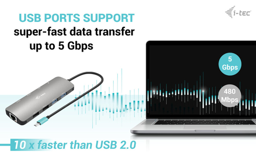 i-tec USB Type C Docking Station for Notebook, Tablet, Monitor - Grey - 2 Displays Supported - 4K, Full HD, QHD - 3840 x 2