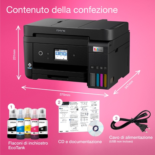 Stampante multifunzione a getto di inchiostro Epson ET-4800 Wireless EcoTank - Colore - Fotocopiatrice/Fax/Stampante/Scann