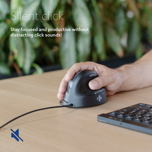 R-Go HE Break Vertical Mouse Maus - USB-Typ C - Optisch - 5 Taste(n) - Schwarz - Mac, Windows - Kabel - 2400 dpi Auflösung