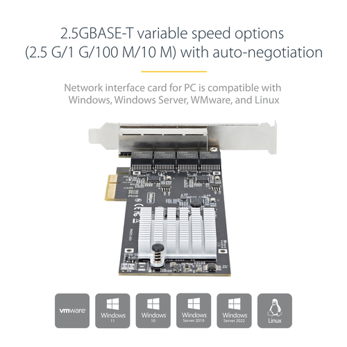 StarTech.com 2.5Gigabit Ethernet Adapter for Server - 2.5GBase-T - Plug-in Card - PCI Express 2.0 x4 - Low Profile Bracket