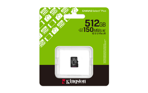 Kingston Canvas Select Plus 512 GB microSDXC - 1 - 150 MB/s Leitura