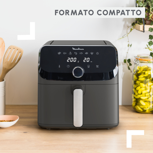 Friggitrice ad aria Moulinex EZ855HF0 - Elettrico - 2020 W - 7,50 L Olio/ - 2 kg Cibo - Nero, Charcoal, Grigio