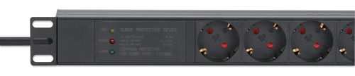 Intellinet PDU - CEE 7/7 (SCHUKO) - 7 x Type F (Schuko) - 16 A - 230 V AC Input - Overload Protection, Double Pole, Surge 