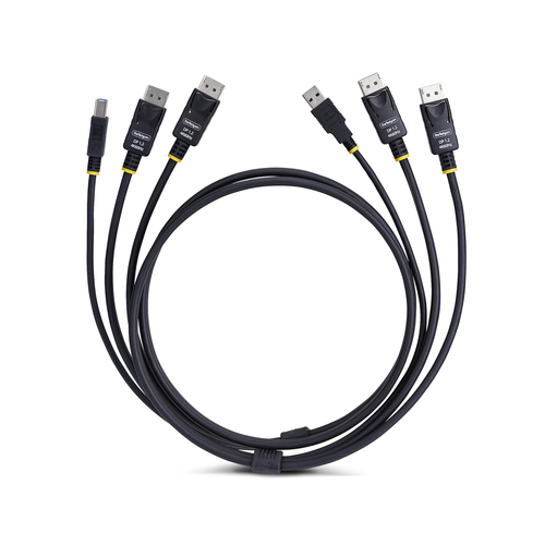 StarTech.com 6ft (1.8m) Dual-DisplayPort and USB 5Gbps KVM Cable, 4K 60Hz, Universally Compatible Combo Cable for KVM Swit