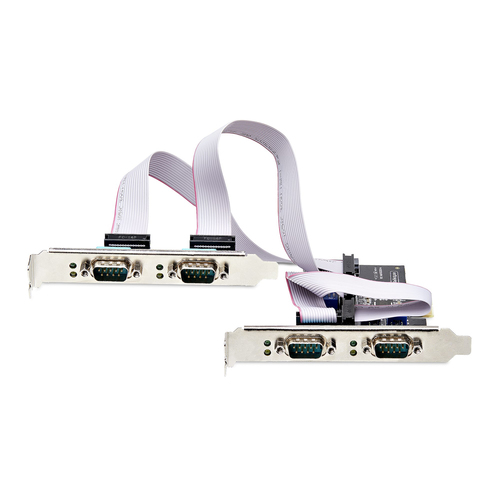 StarTech.com 4-Port Serielle PCIe Karte, PCI Express zu RS232/RS422/RS485 DB9 Serielle Karte, 16C1050 UART, ESD Schutz, Wi