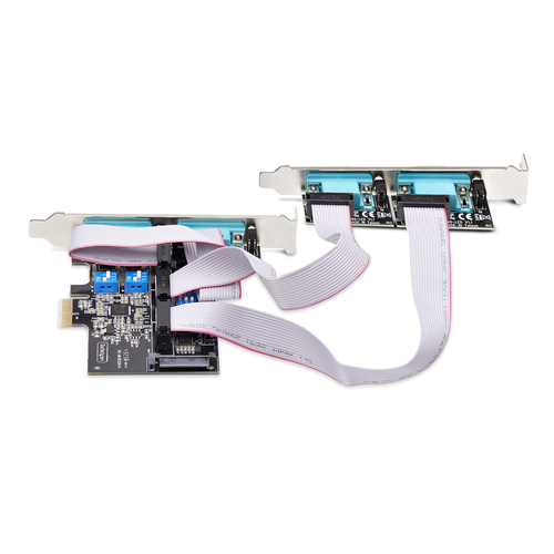 StarTech.com 4-Port Serielle PCIe Karte, PCI Express zu RS232/RS422/RS485 DB9 Serielle Karte, 16C1050 UART, ESD Schutz, Wi