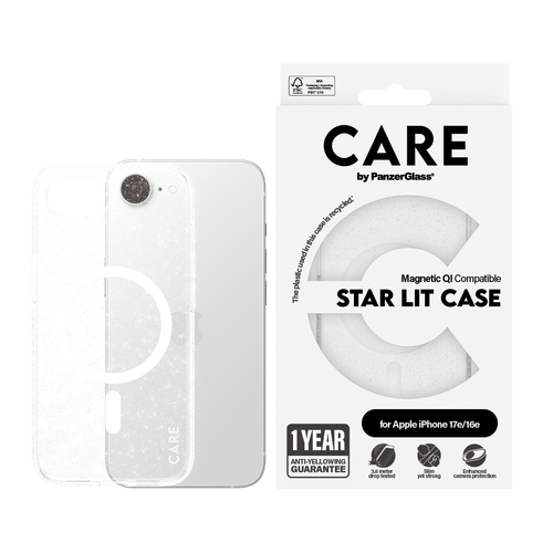 PanzerGlass CARE™ by ® Star Lit Case w. White Qi Compatible iPhone 17e | 16e. Case type: Cover, Brand compatibility: Apple