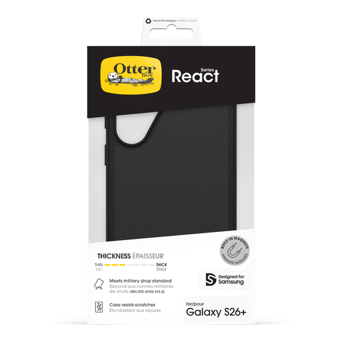 OtterBox React Estojo para Samsung Smartphone - Preto - Resistente a quedas, Resistente a golpes, Impacto resistente - 17 