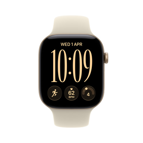 Apple Watch Series 12 GPS + Cellular 42mm Light Gold Aluminium Case with Sand Sport Band - S/M. Display technology: OLED, 