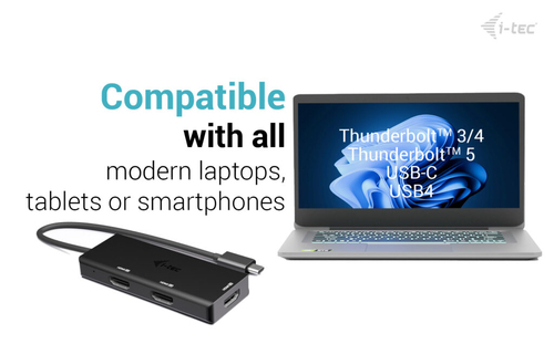 i-tec 3 Port(s) USB Type C Docking Station for Notebook, Monitor - Portable - 3 Displays Supported - 4K, 4K @ 60Hz, 2K @ 1