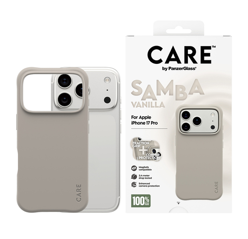 PanzerGlass CARE™ by ® Samba Case Vanilla w. MagSafe iPhone 18 Pro | 17 Pro. Case type: Cover, Brand compatibility: Apple,