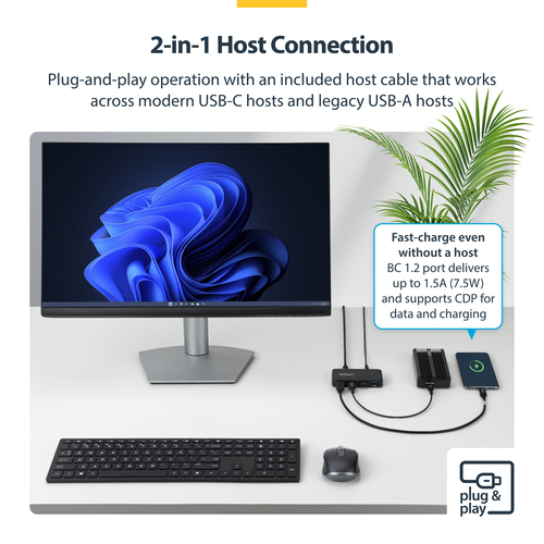StarTech.com USB Hub - USB 3.2 (Gen 1) Type C - 640 MB/s - Flash Drive - Desktop - Black - 5 Total USB Port(s) - PC